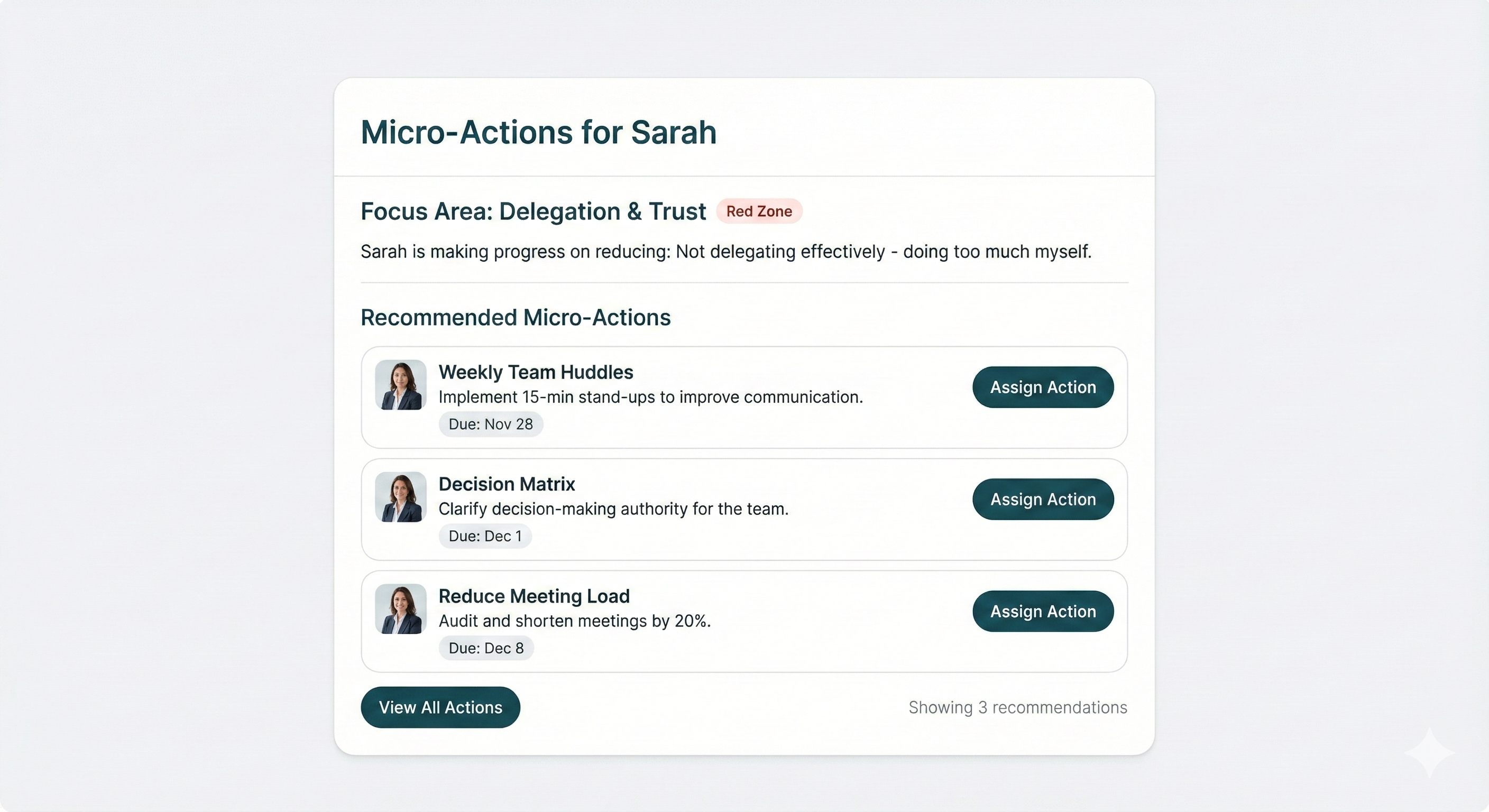 Weekly Micro-Actions interface